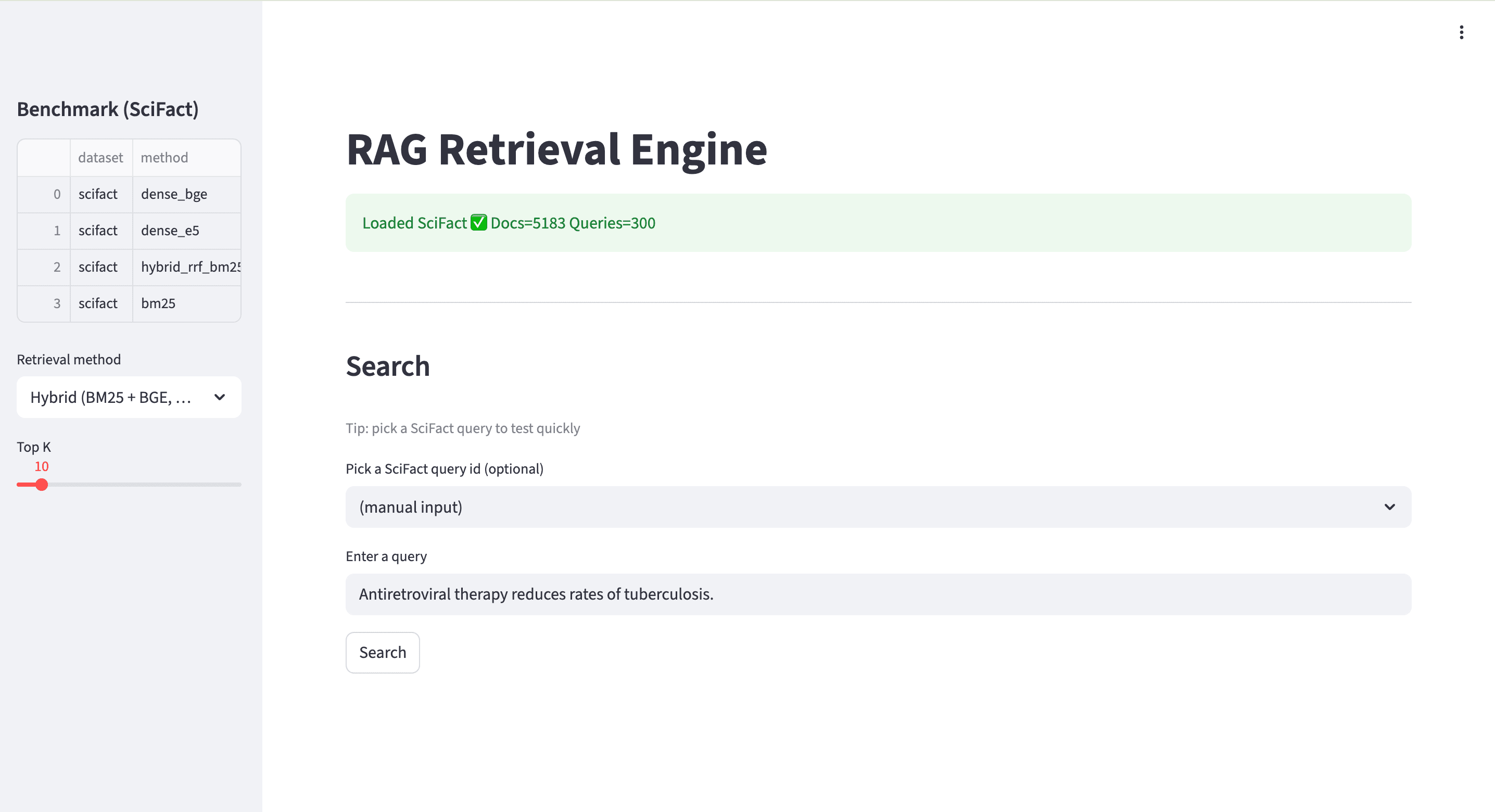 RAG retrieval engine web interface